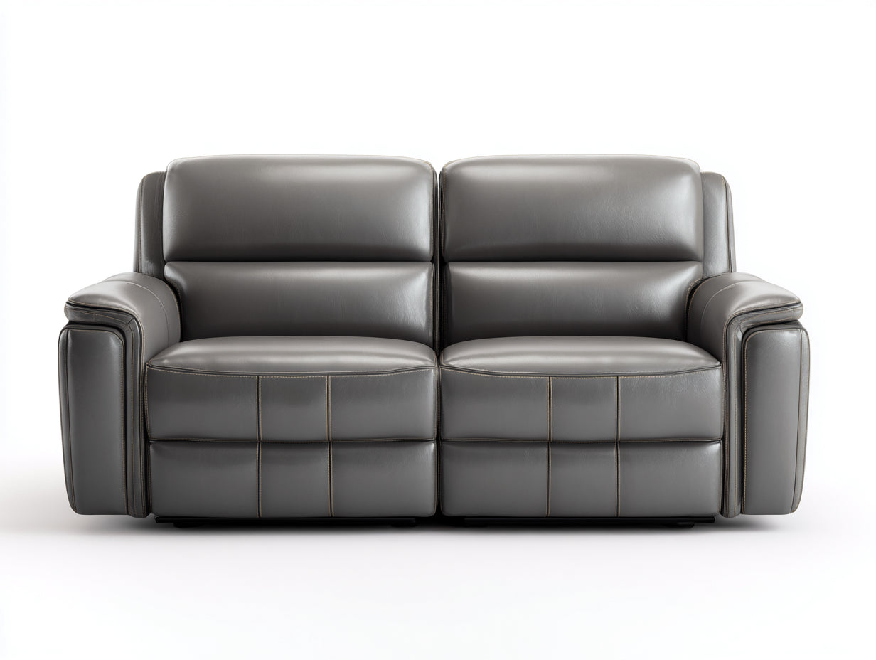 Divano reclinabile - pelle sintetica - 168x94x98 cm - Grigio scuro - Moderno relax