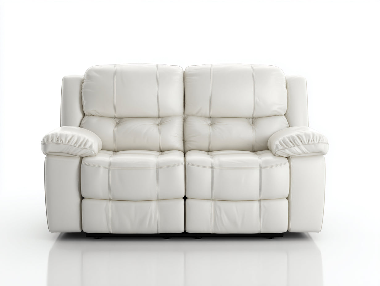 Divano reclinabile - pelle sintetica - 164x93x99 cm - Bianco avorio - Classico moderno