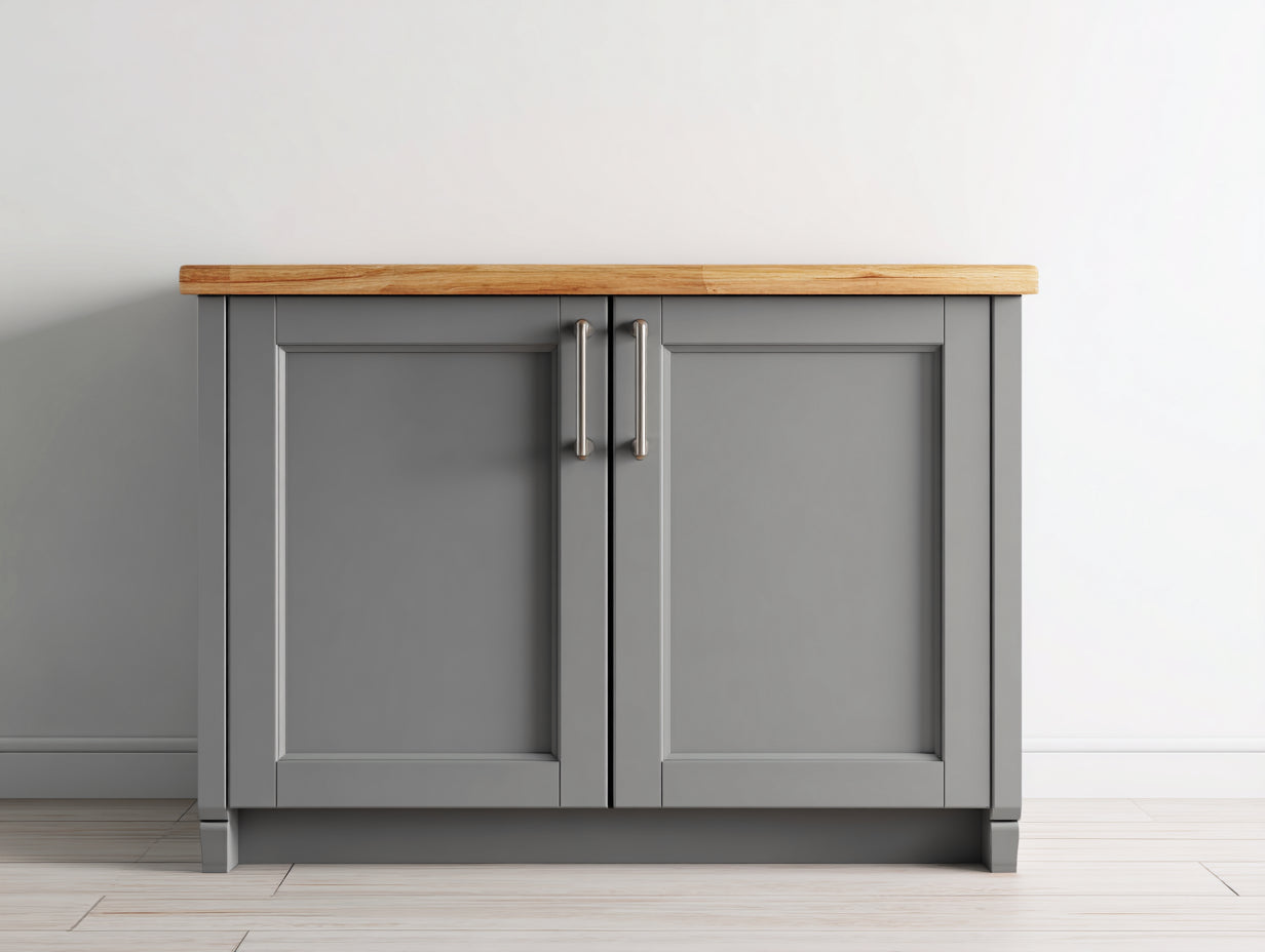 Credenza - MDF-legno-metallo - 86x45x83 cm - Grigio medio-legno naturale - Moderno