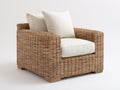 Poltrona da giardino - rattan-tessuto-legno - 90x85x83 cm - naturale chiaro-crema - mediterraneo