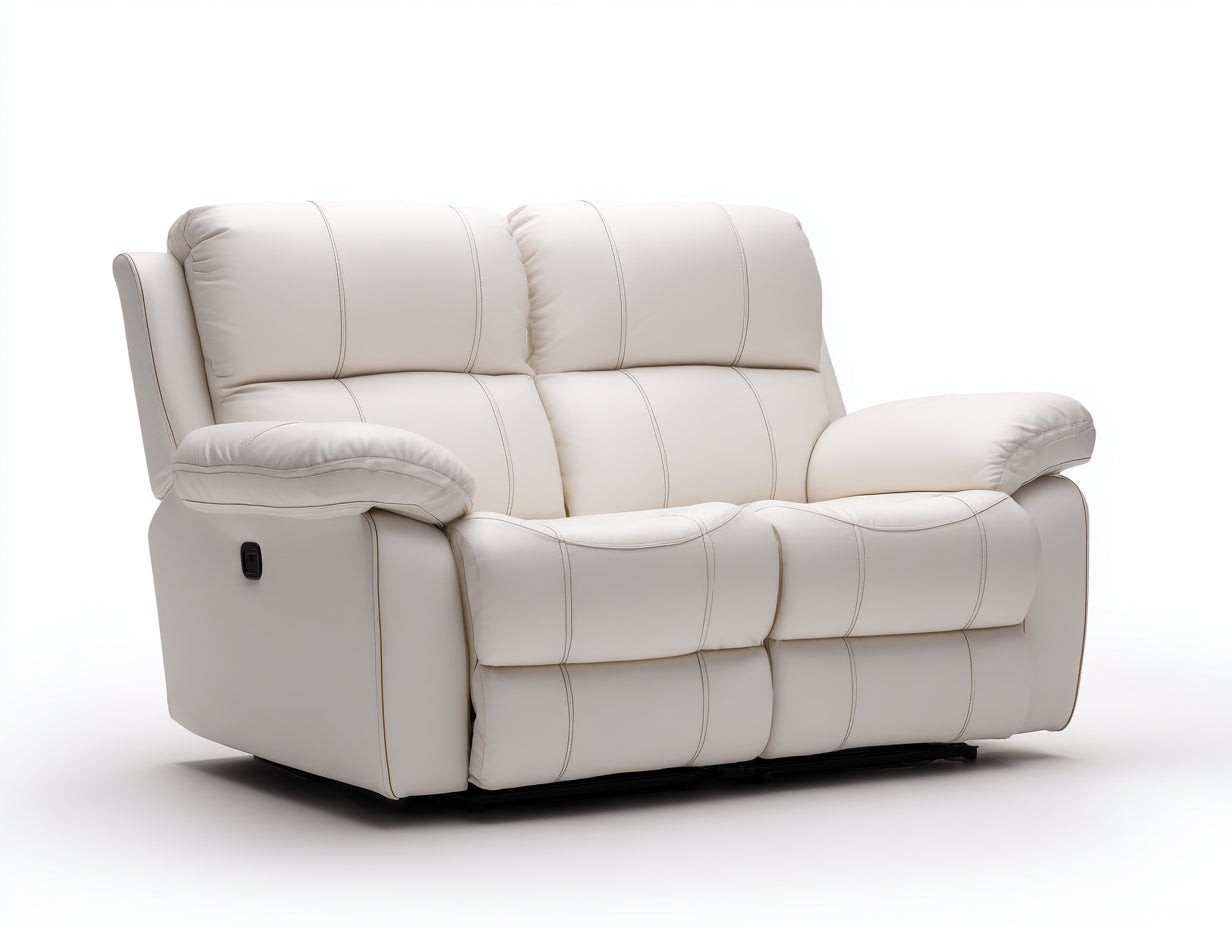Divano reclinabile - pelle sintetica - 166x95x101 cm - Crema - Moderno