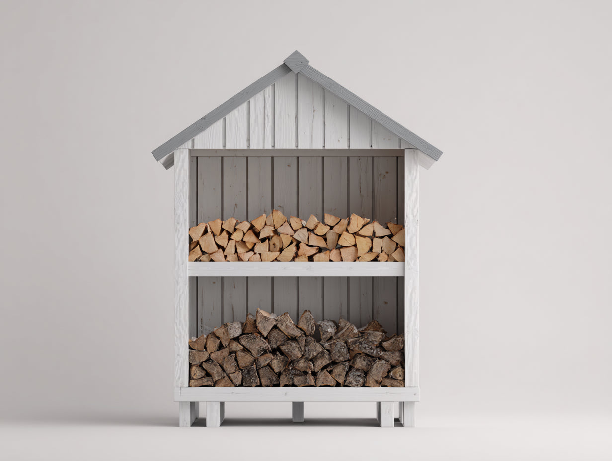 Portalegna-Legno-82x46x175 cm-Bianco-Grigio-Stile chalet nordico