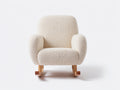 Sedia a dondolo - Bouclé-Legno - 82x91x88 cm - Crema-Legno naturale - Moderno