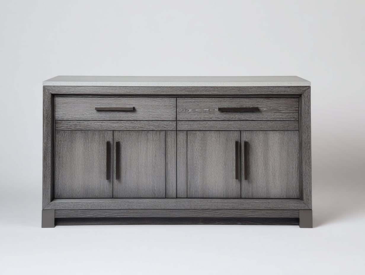 Credenza - legno-MDF-metallo - 132x50x86 cm - Grigio scuro-cemento - Contemporaneo