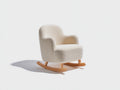 Sedia a dondolo - Bouclé-Legno - 78x92x90 cm - Crema-Legno naturale - Moderno