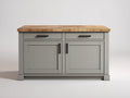 Credenza - MDF-legno-metallo - 118x50x86 cm - Grigio caldo-legno naturale - Moderno