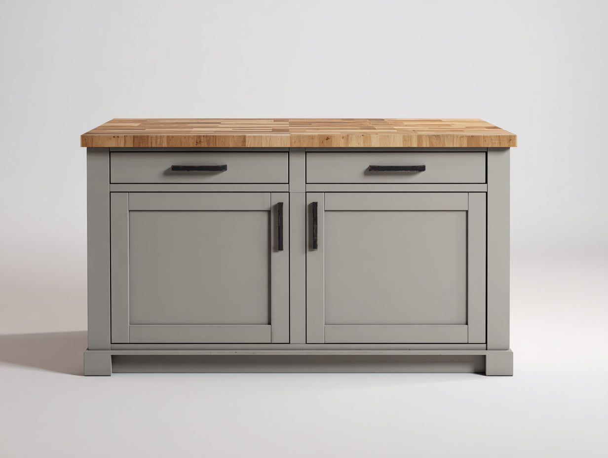Credenza - MDF-legno-metallo - 118x50x86 cm - Grigio caldo-legno naturale - Moderno