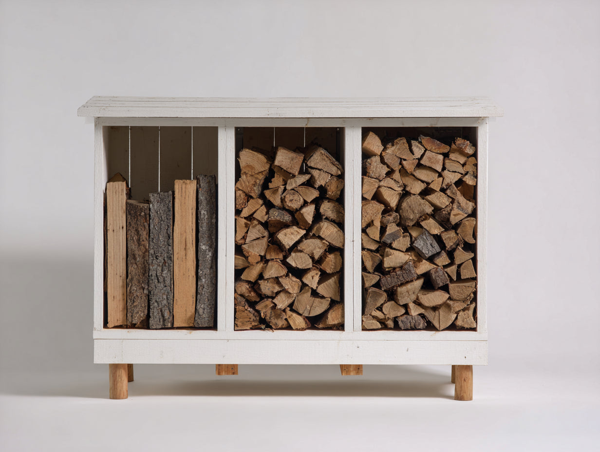 Portalegna-Legno-118x38x87 cm-Bianco-Legno naturale-Rustico contemporaneo