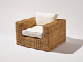 Poltrona da giardino - Rattan-tessuto - 85x80x75 cm - Naturale-Crema - Moderno