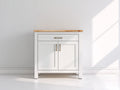 Credenza - MDF-legno-metallo - 84x42x82 cm - Bianco-legno naturale - Moderno
