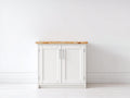 Credenza - MDF-legno-metallo - 80x42x82 cm - Bianco caldo-legno naturale - Moderno