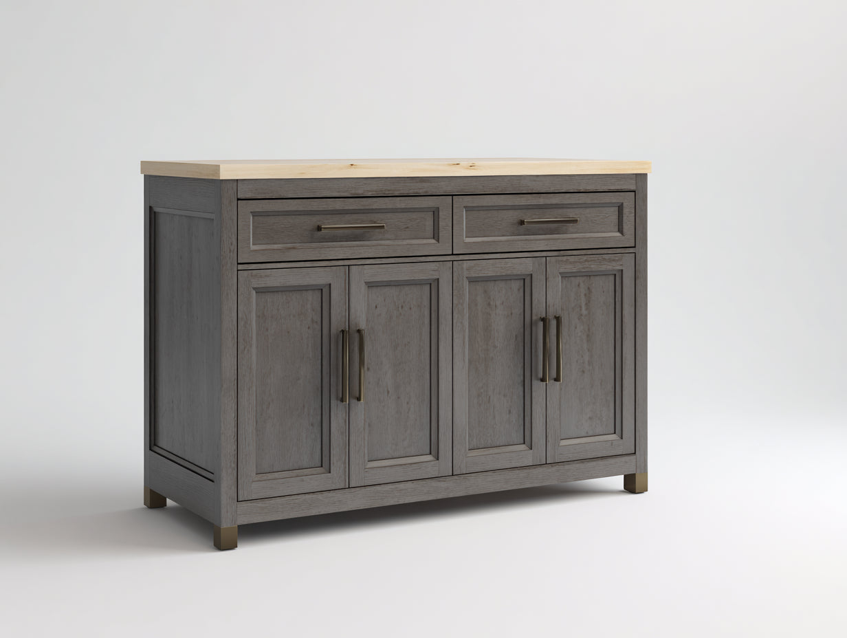 Credenza - legno-MDF-metallo - 128x50x88 cm - Grigio rovere-legno naturale - Contemporaneo
