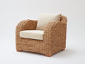 Poltrona da giardino - rattan-tessuto-legno - 88x84x86 cm - naturale chiaro-beige chiaro - mediterraneo