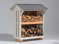 Portalegna-Legno-128x56x158 cm-Bianco-Grigio-Rustico da giardino
