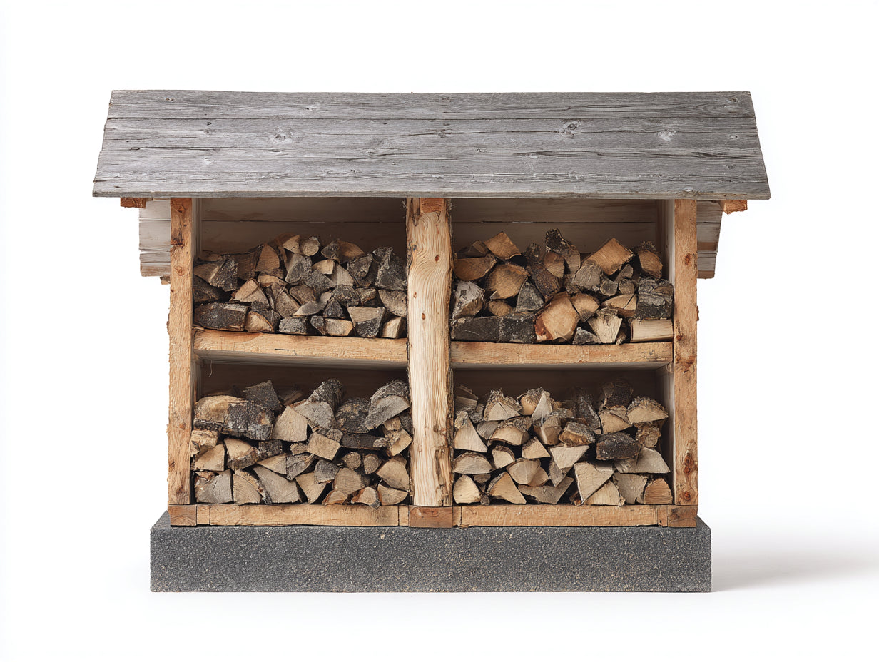 Portalegna - Legno - 140x60x145 cm - Grigio-Naturale - Da esterno con ripiani