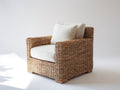 Poltrona da giardino - rattan-tessuto - 91x87x83 cm - naturale caldo-avorio - coastal
