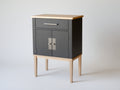 Credenza - legno-MDF-metallo - 58x42x90 cm - Grigio antracite-legno naturale - Nordico