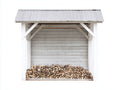 Portalegna - Legno - 240x70x220 cm - Bianco-Grigio - Da esterno con parete posteriore